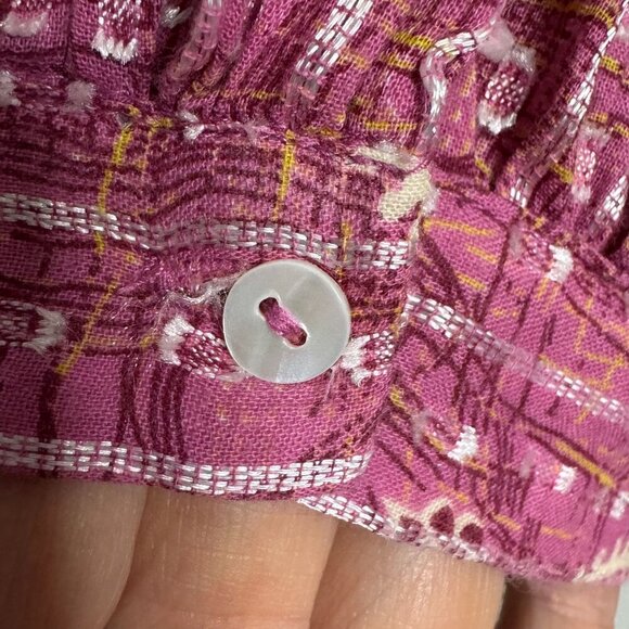 Zara Pink Paisley Cotton V Neck Ballon Sleeve A Line Kaftan Midi Dress Size M - Picture 10 of 13